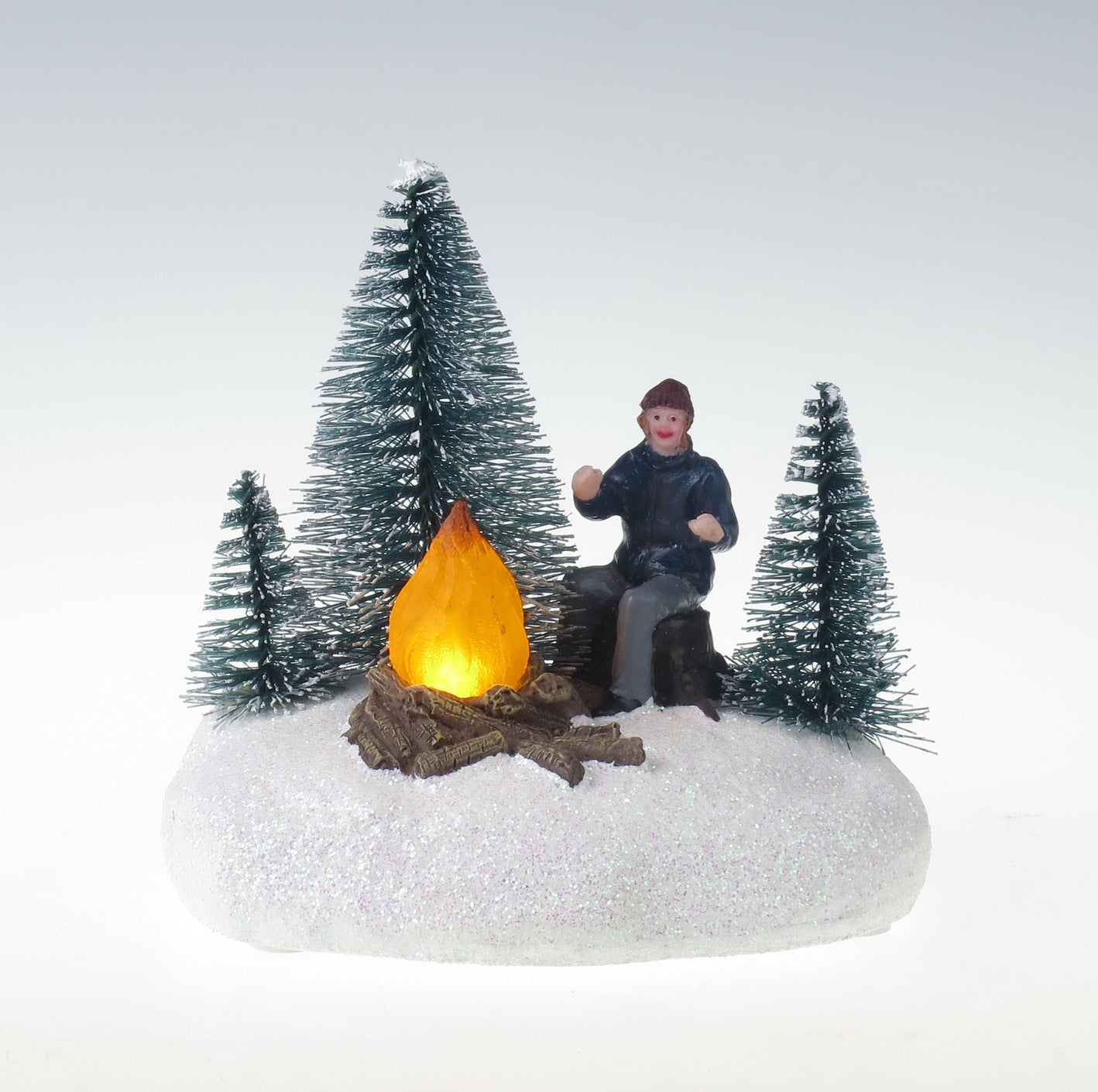 Man with bonfire and trees - Christmas Village extra - Santa's Light Shop