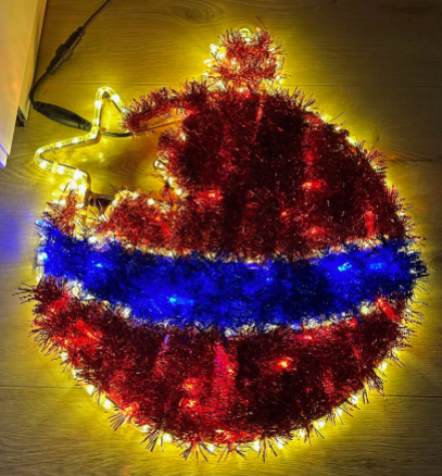 Luce LED ornamento di Natale - Rosso e bianco caldo - 60x55 cm