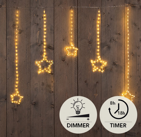 Stringa luminosa per tende a LED con stelle 90 cm