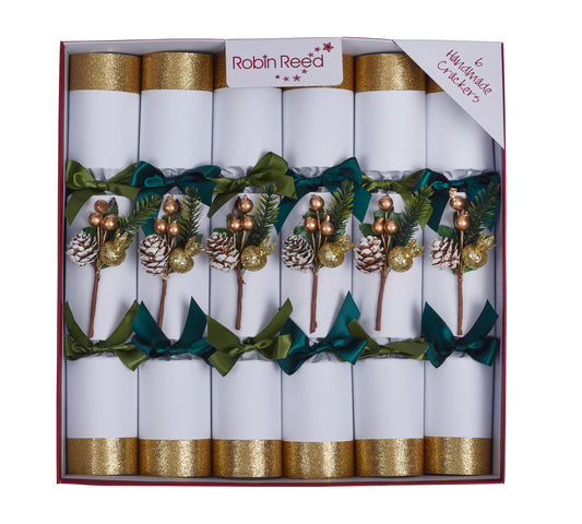 Crackers di Natale - bianco con oro - 6 pezzi x 30 cm