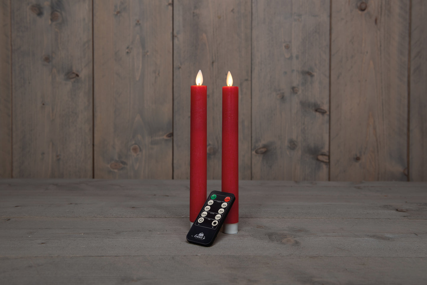 Candele di cera rustiche rosse a LED senza fiamma da 2 pezzi, funzionanti a batteria con telecomando