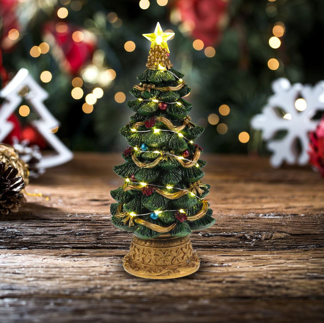 Albero di Natale illuminato a LED - Scena del villaggio di Natale