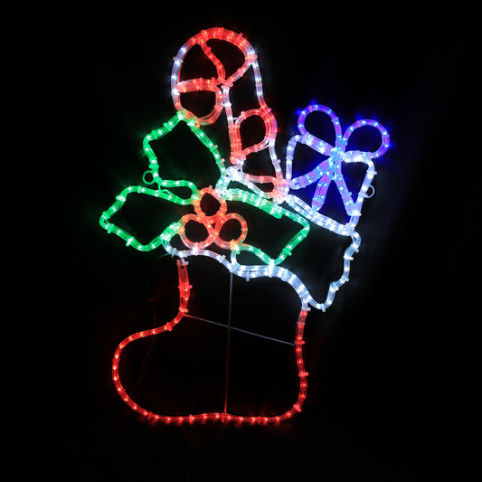 Calza di Natale con motivo LED 57x85 cm