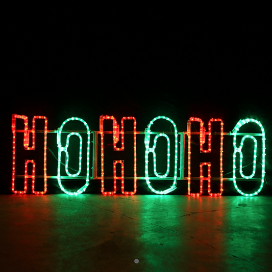 HO HO HO Insegna natalizia a LED - 150x38 Rosso e Verde