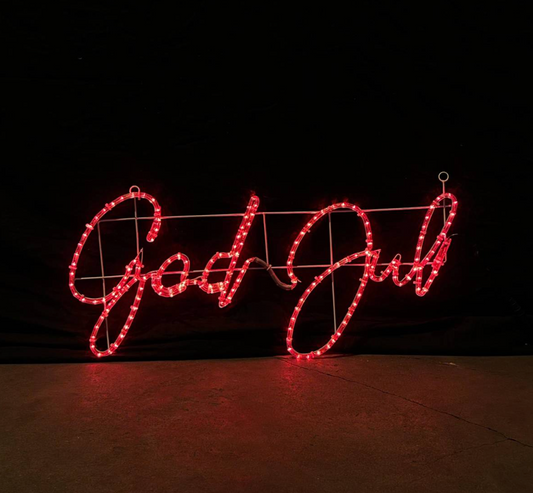 God Jul LED sign - Christmas lights for outdoor use